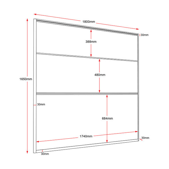 Rapidline Rapid Span Screen Grey Upholstery 1800 x 30 x 1650mm