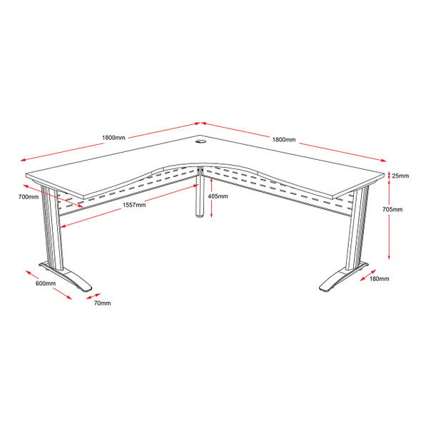 Rapidline Corner Workstation Rapid Span 1800 x 1800 x 700mm Natural White / Black Satin