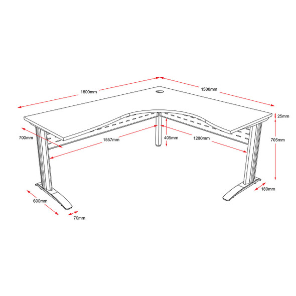 Rapidline Corner Workstation Rapid Span 1800 x 1500 x 700mm Beech / Precious Silver