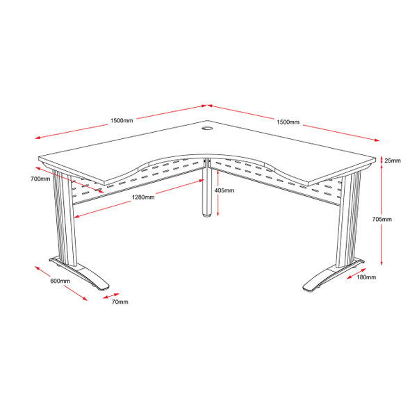 Rapidline Corner Workstation Rapid Span 1500 x 1500 x 700mm Beech / White Satin