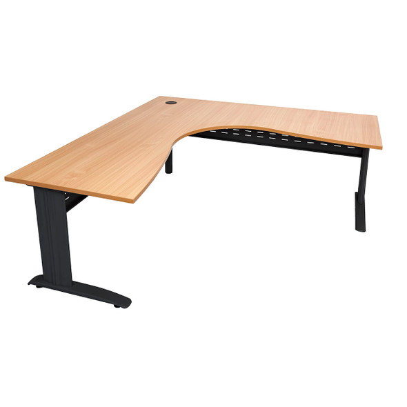 Rapidline Rapid Span Corner Workstation 1800 x 1200 x 700mm Beech / Black Satin
