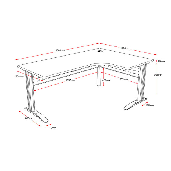Rapidline Corner Workstation Rapid Span 1800 x 1200 x 700mm Natural White / White Satin