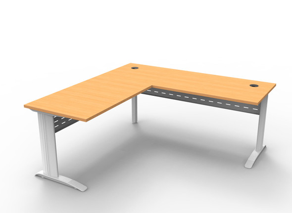 Rapidline Rapid Span Open Workstation with Return 1800 x 1800 x 700mm Beech / White Satin