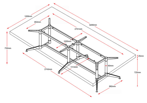 Rapidline Typhoon Table Meeting and Boardroom 3200 x 1200mm Natural Oak / Black Aluminium