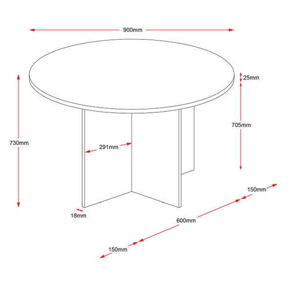 Rapidline Meeting Table Rapid Worker Round 900mm Diameter Cherry / Ironstone