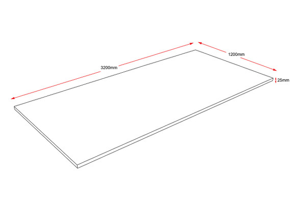 Rapidline Rectangular Table Top Only 3200 x 1200 x 25mm Natural White