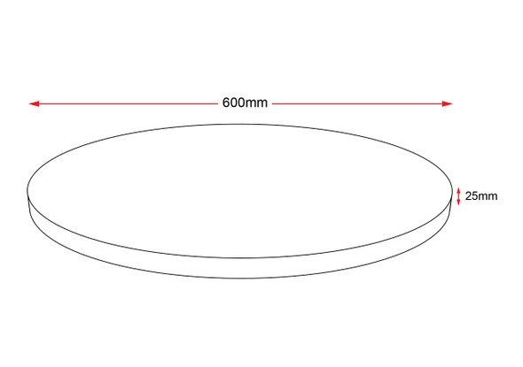 Rapidline Round Table Top Only 600mm Diameter x 25mm Height Natural Oak