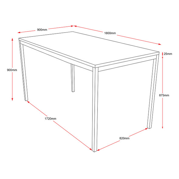 Rapidline Drafting Height Steel Frame Table Natural White 1800 x 900mm