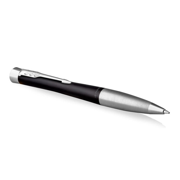 Parker Ballpoint Pen Urban Twist Muted Black Lacquer and Chrome Trim Medium Tip