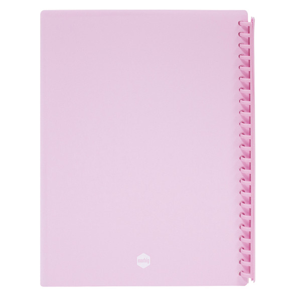 Marbig Clearview Display Book Refillable 20 Pocket A4 Pastel Pink