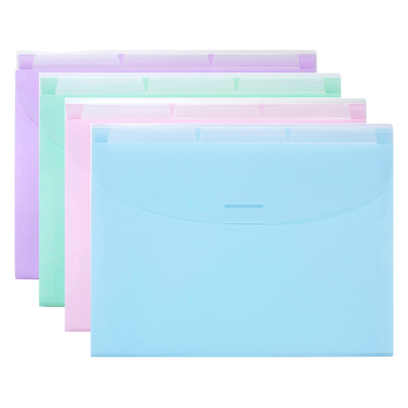 Marbig Expanding Wallet with 3 Tabs Pastel Assorted Pack of 8