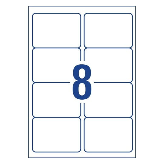 Label layout diagram showing 8 rectangular shipping labels per A4 sheet for 99.1 x 67.7mm size