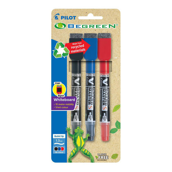 Pilot BegreeN V Board Master S Bullet Extra Fine Assorted Pack 3 Box of 6 with Eraser and Magnet