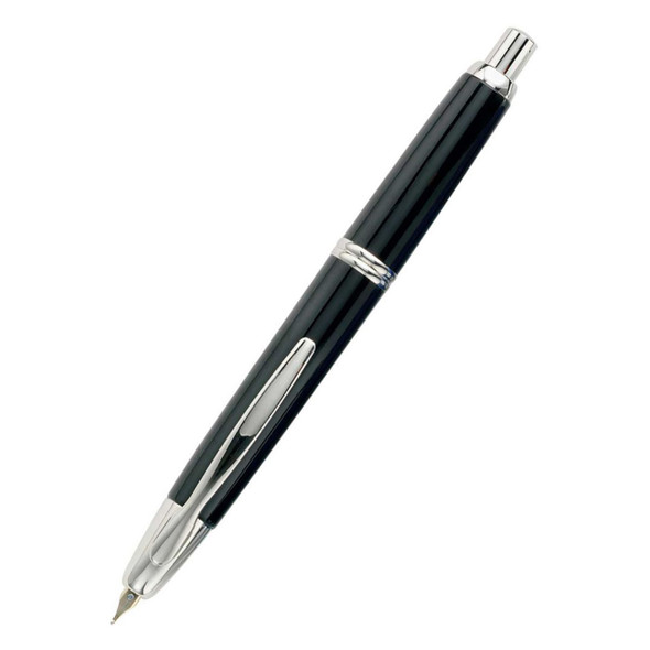 Pilot Capless Silver Accent Fountain Pen Black Barrel Extra Fine Nib