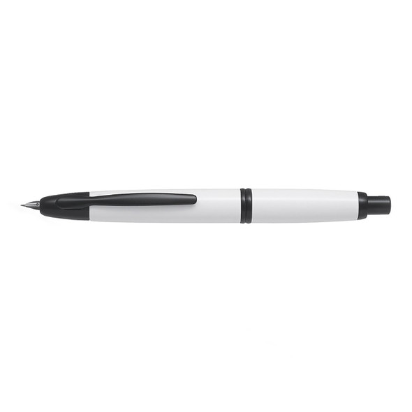 Pilot Fountain Pen Capless Black Accent Gloss White Barrel Stub Nib