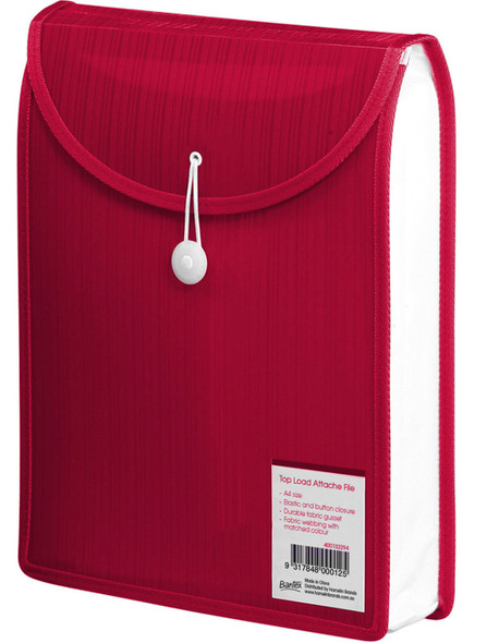 Bantex 400159856 Top Load Attache File A4 Red Box of 6