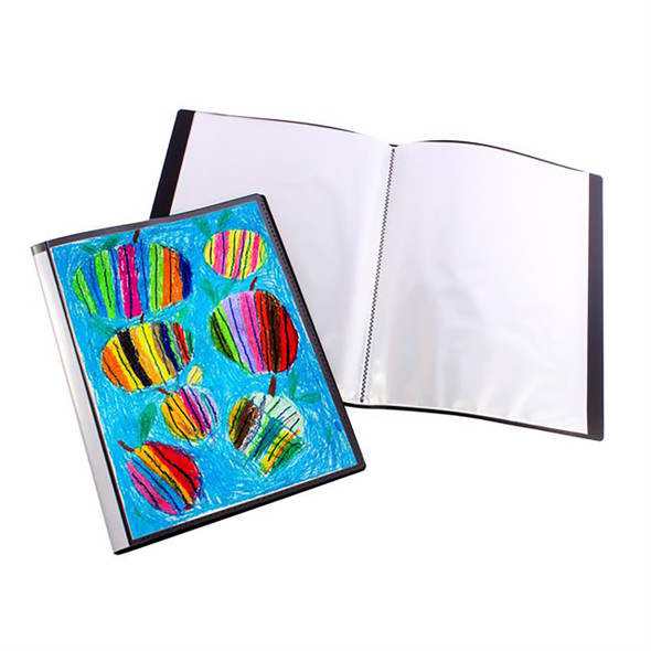 Quill Fixed Insert Display Book PP A2 20 Pockets Black