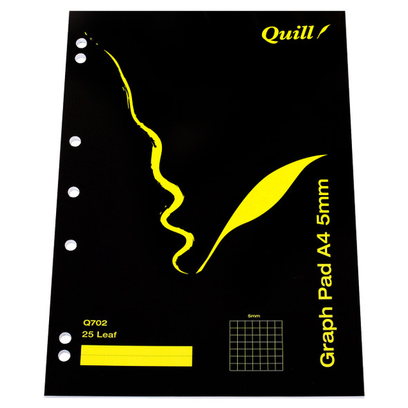 Quill Graph Pad 5mm 70gsm A4 25 Leaf White Pack of 5