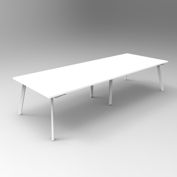Rapidline Eternity Rectangle Meeting and Boardroom Table 3200 x 1200mm Natural White / White Satin