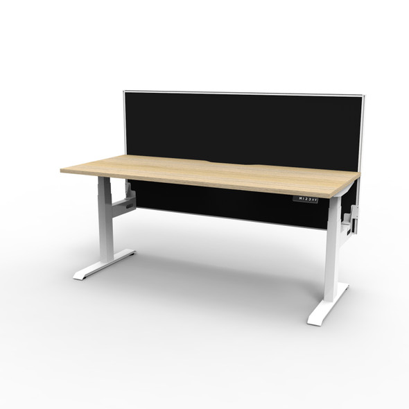 Rapidline Boost Plus Single Sided Workstation 1200 x 750mm with Screen Natural Oak / White Satin