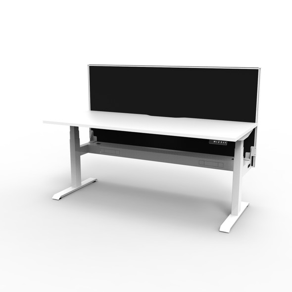 Rapidline Boost Plus Single Sided Workstation 1200 x 750mm with Screen and Cable Tray Natural White / White Satin