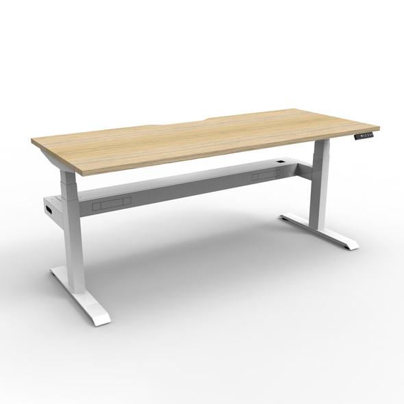 Rapidline Boost Plus Single Sided Workstation 1500 x 750mm with Cable Tray Natural Oak / White Satin