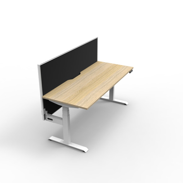 Rapidline Boost Plus Workstation Single Sided 1500 x 750mm with Screen Natural Oak / White Satin