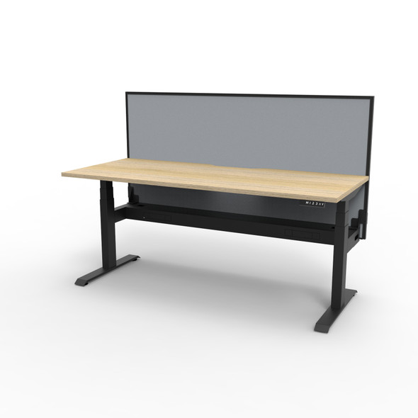 Rapidline Boost Plus Single Sided Workstation 1800 x 750mm with Screen and Cable Tray Natural Oak / Black Satin