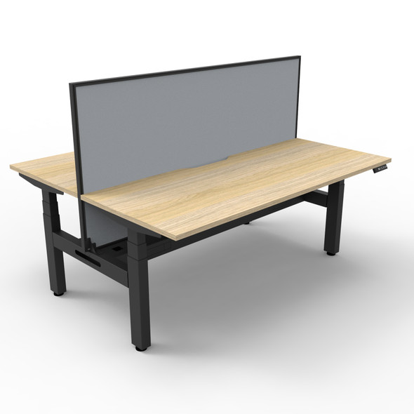 Rapidline Boost Plus Back to Back Workstation 1200 x 750mm with Screen and Cable Tray Natural Oak / Black Satin
