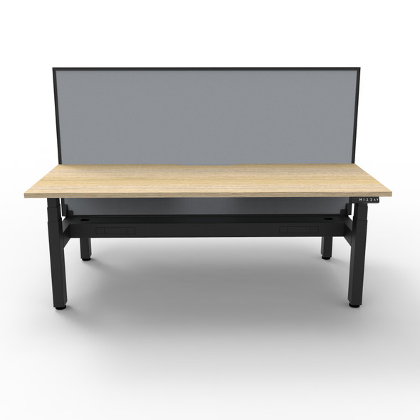 Rapidline Boost Plus Workstation Back to Back 1200 x 750mm with Screen and Cable Tray Natural Oak / Black Satin
