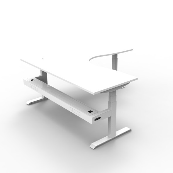 Rapidline Boost Plus Corner Workstation 1500 x 1500 x 750mm with Cable Tray Natural White / White Satin