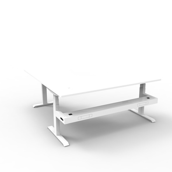 Rapidline Boost Plus Corner Workstation 1500 x 1500 x 750mm with Cable Tray Natural White / White Satin