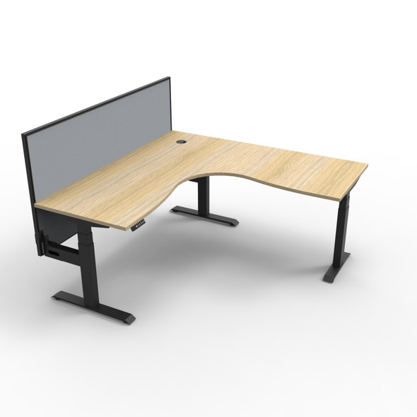 Rapidline Boost Plus Corner Workstation 1500 x 1500 x 750mm with Screen Natural Oak / Black Satin