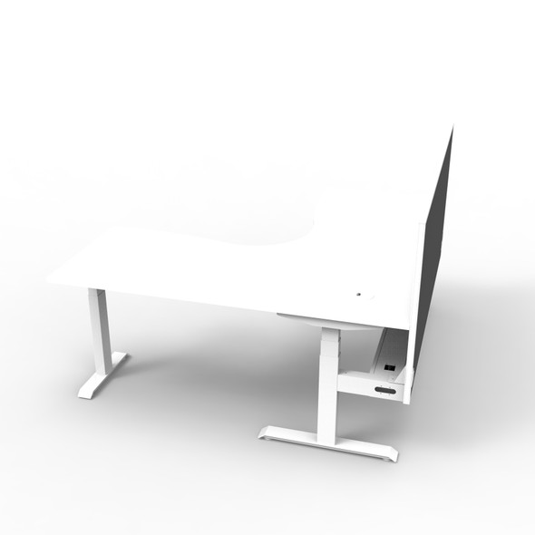 Rapidline Boost Plus Corner 1500 x 1500 x 750mm Workstation with Screen and Cable Tray Natural White / White Satin