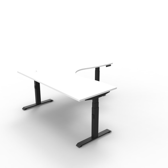 Rapidline Boost Plus Corner 1800 x 1500 x 750mm Workstation Natural White / Black Satin