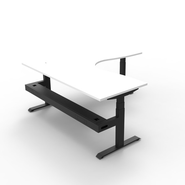 Rapidline Boost Plus Corner Workstation 1800 x 1500 x 750mm with Cable Tray Natural White / Black Satin