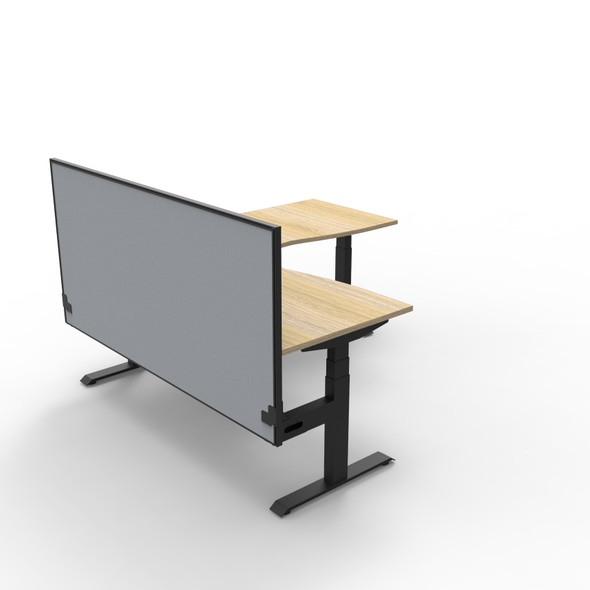 Rapidline Boost Plus 1800 x 1500 x 750mm Corner Workstation with Screen Natural Oak / Black Satin