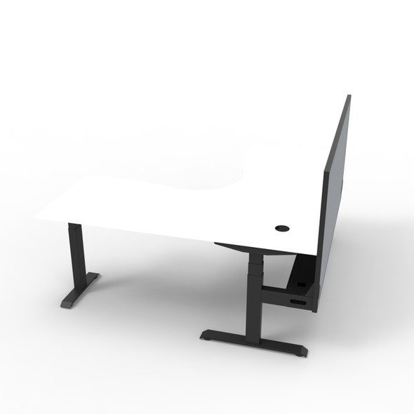 Rapidline Boost Plus Corner 1800 x 1500 x 750mm Workstation with Screen and Cable Tray Natural White / Black Satin