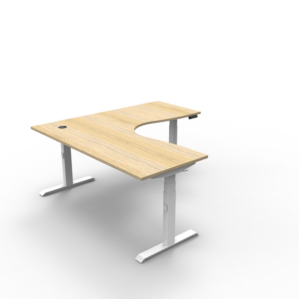 Rapidline Boost Plus Corner 1800 x 1800 x 750mm Workstation Natural Oak / White Satin