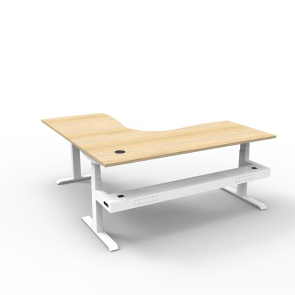 Rapidline Boost Plus 1800 x 1800 x 750mm Corner Workstation with Cable Tray Natural Oak / White Satin