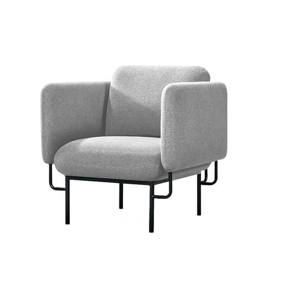 Rapidline Capri 1 Seater Steel Base Lounge Black Light Grey Fabric