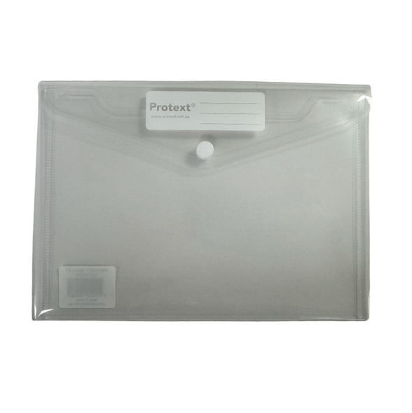 Protext Document Wallet A5 PP Button Closure Clear Pack of 100