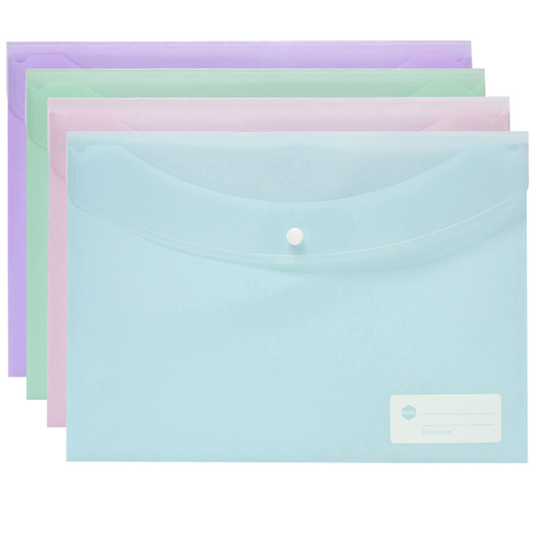 Marbig Doculope Document Wallet A4 Pastel Assorted Pack of 12