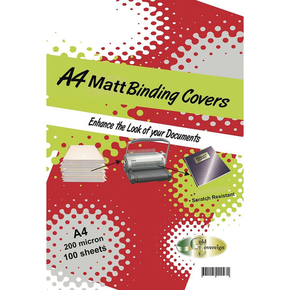 PHE Gold Sovereign Binding Cover 200 Micron A4 Matt Frosted Pack of 100