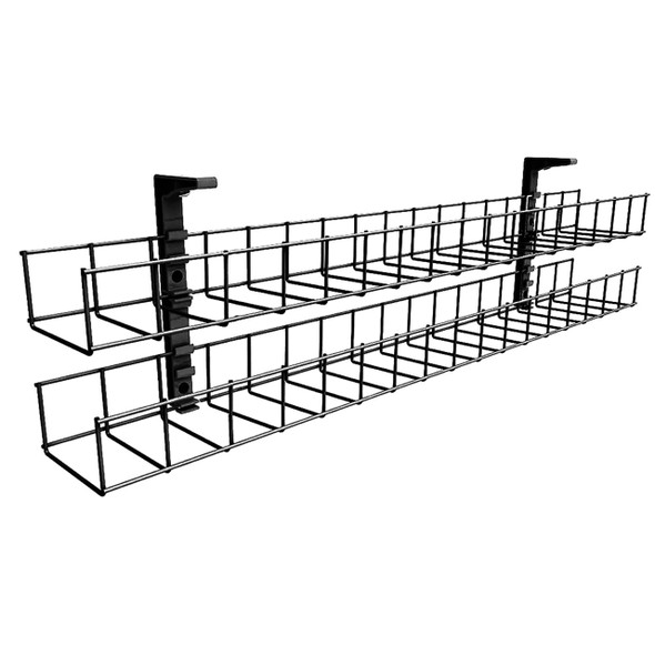 Rapidline Dual Tier Cable Basket Kit 650mm 4 GPO 2 Data 1.5m Interconnecting Lead Black