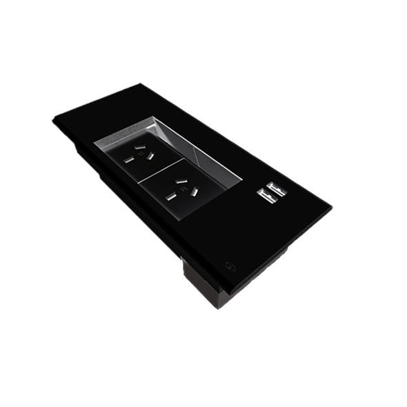 Rapidline Surface Mounted Flip Box 2 GPO 2 USB-A Black