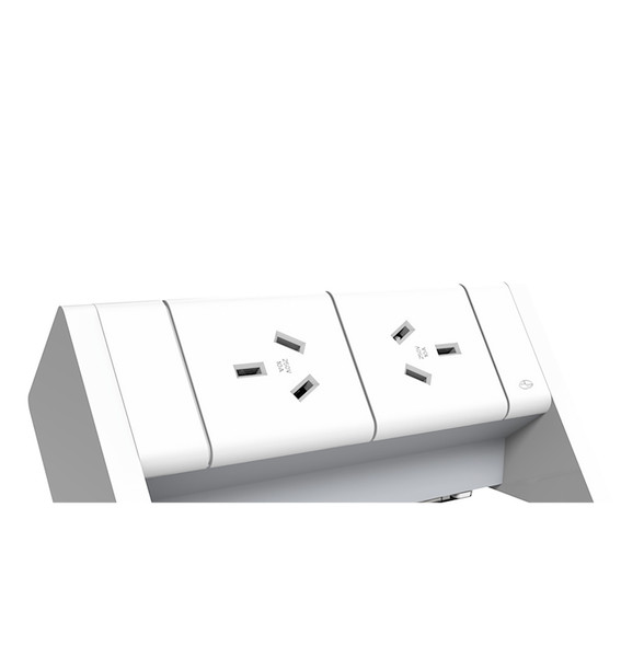 Rapidline Athena Power Rail Kit 2 GPO 600mm Lead White