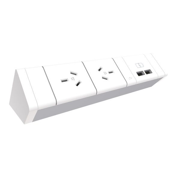 Rapidline Athena Power Rail Kit 2 GPO 2 USB-A 500mm Lead White