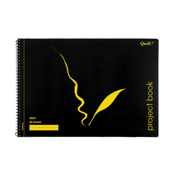 Quill Q Series Project Book 70gsm PP 252 x 360mm 20 Sheets Black Pack of 10