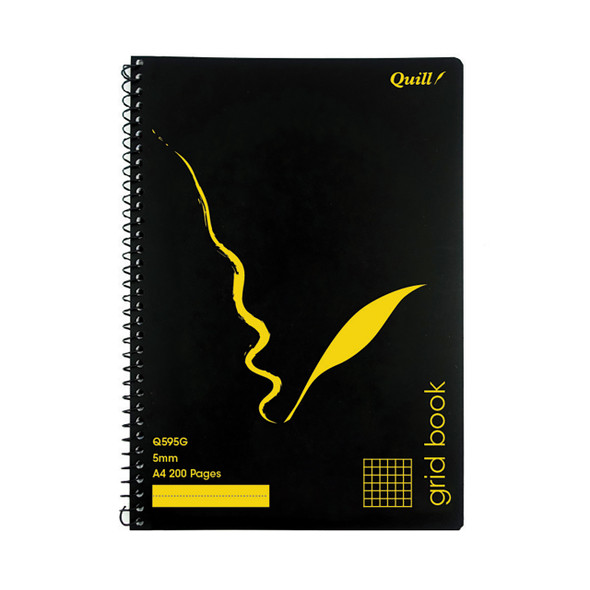 Quill Grid Book 5mm 70gsm PP A4 120 Pages Black Pack of 5